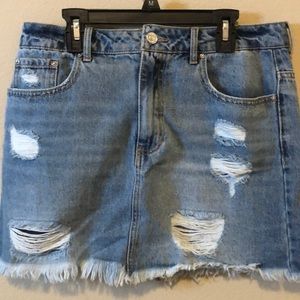 Ripped Jean Skirt